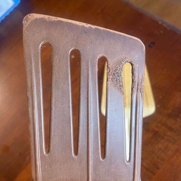 Vintage Brown Lopol Hutzler No 717 Plastic Slotted Spatula Brown & Floral White - Picture 10 of 11